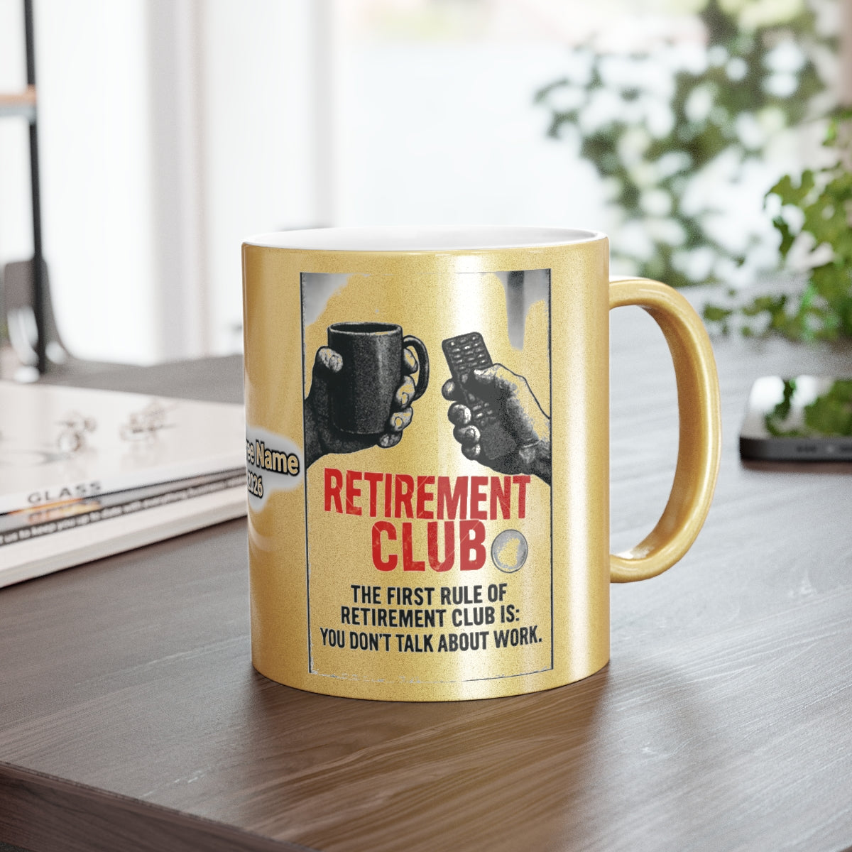 Gold Retirement Club Mug with Funny Retirement Quote