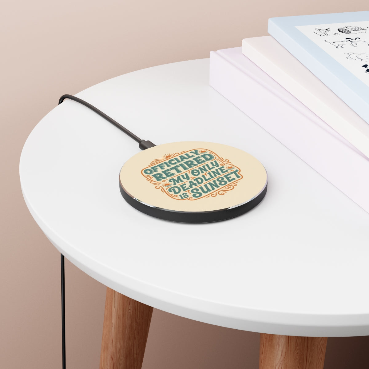 Officially Retired My Only Deadline Is Sunset | Gifts | Personalized Retirement Officially Retired Phone Stand or Phone Charger - Retiree Gifts Retirement Party