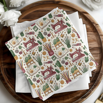 Vintage Sewing Machine and Craft Tools Decor Sheet