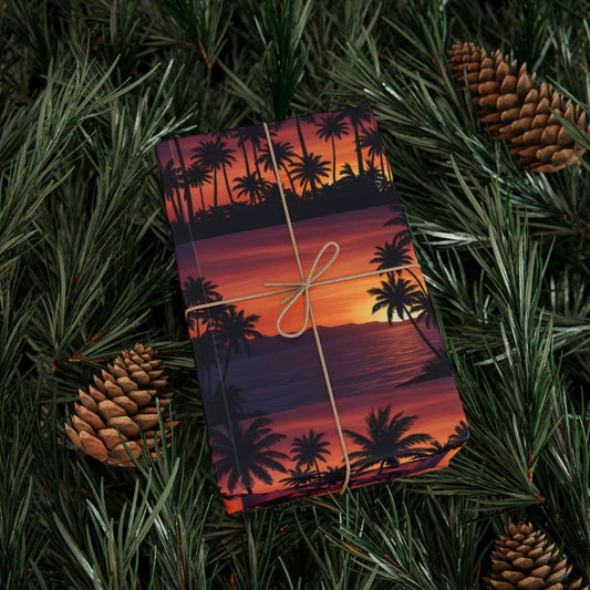 Sunset Palm Tree Holiday Gift Wrap product