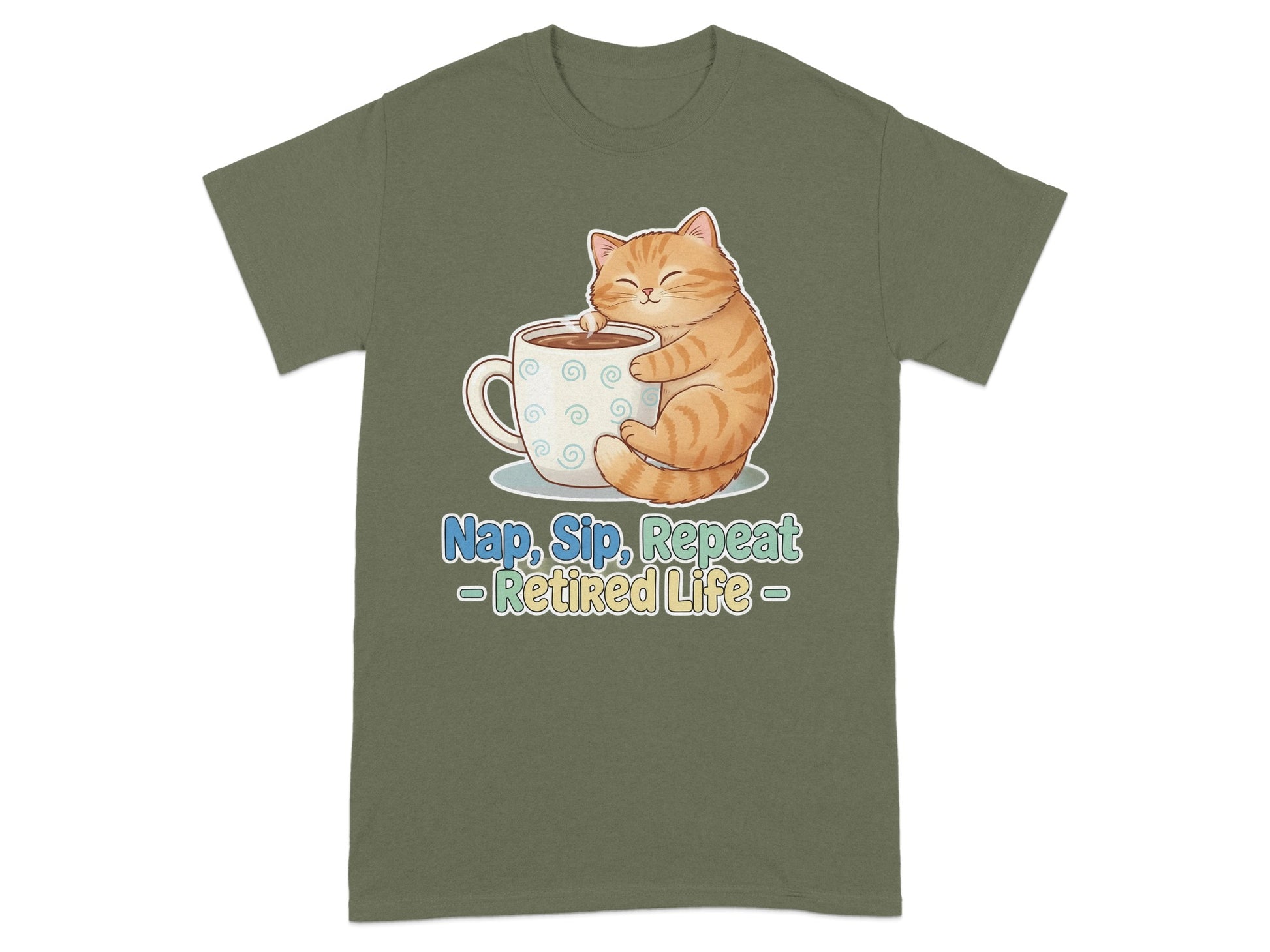 Nap Sip Repeat Retired Life Cat Lover T-shirt