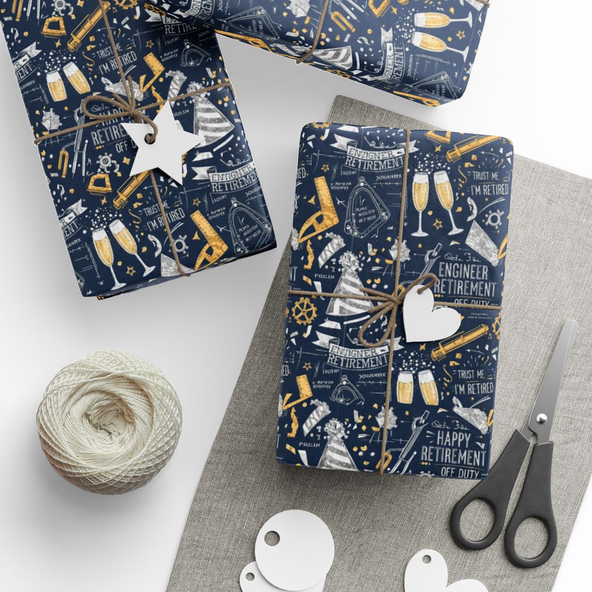 Retirement Wrapping Paper – “Vintage Blue And Yellow De Wrapping Paper” - Retiree Gifts Retirement Party
