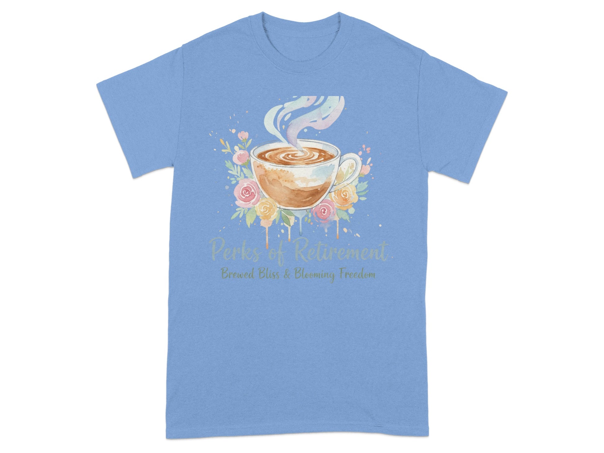 Perks of Retirement Brewed Bliss and Blooming Freedom T-Shirt