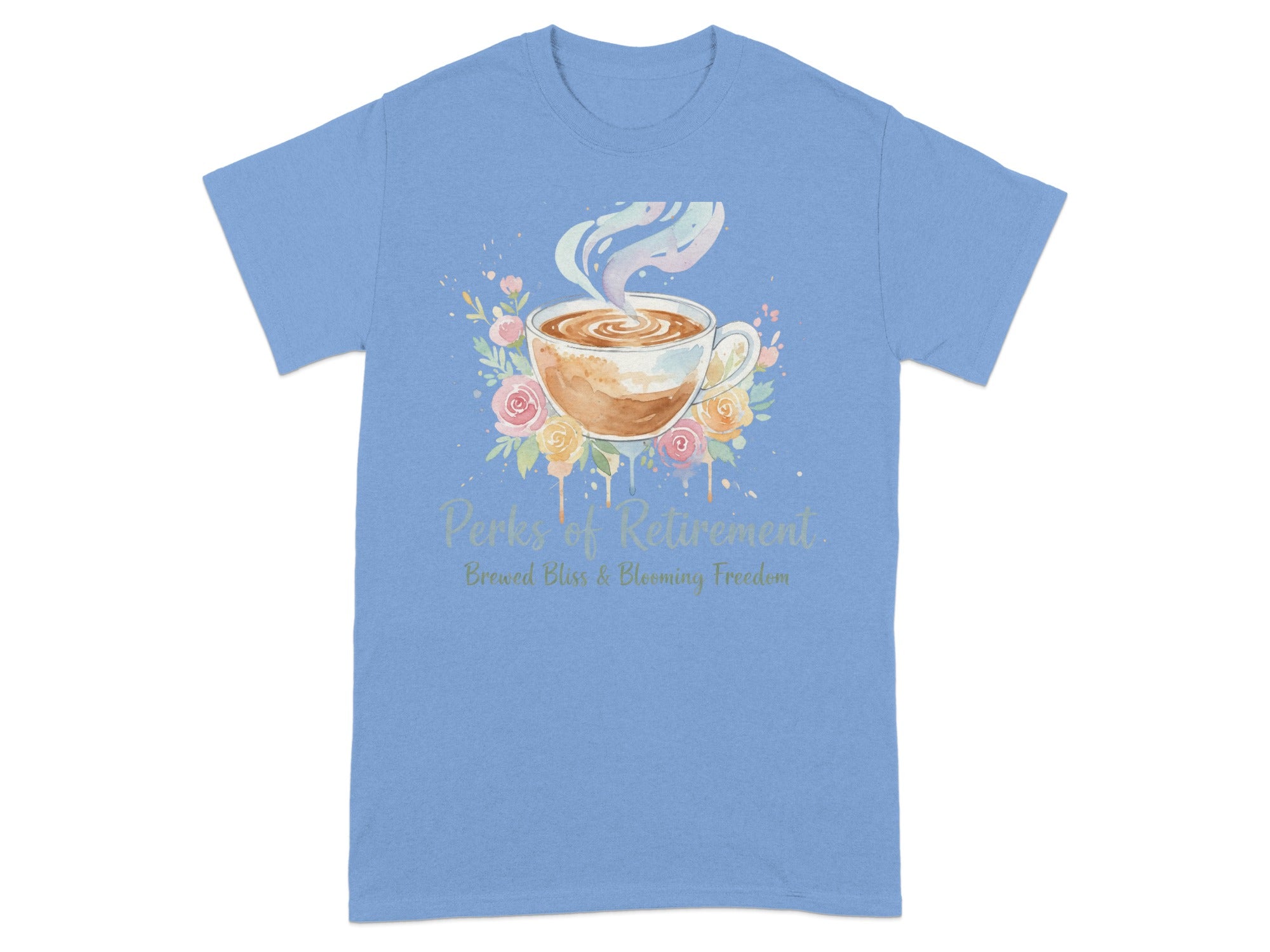 Perks of Retirement Brewed Bliss and Blooming Freedom T-Shirt