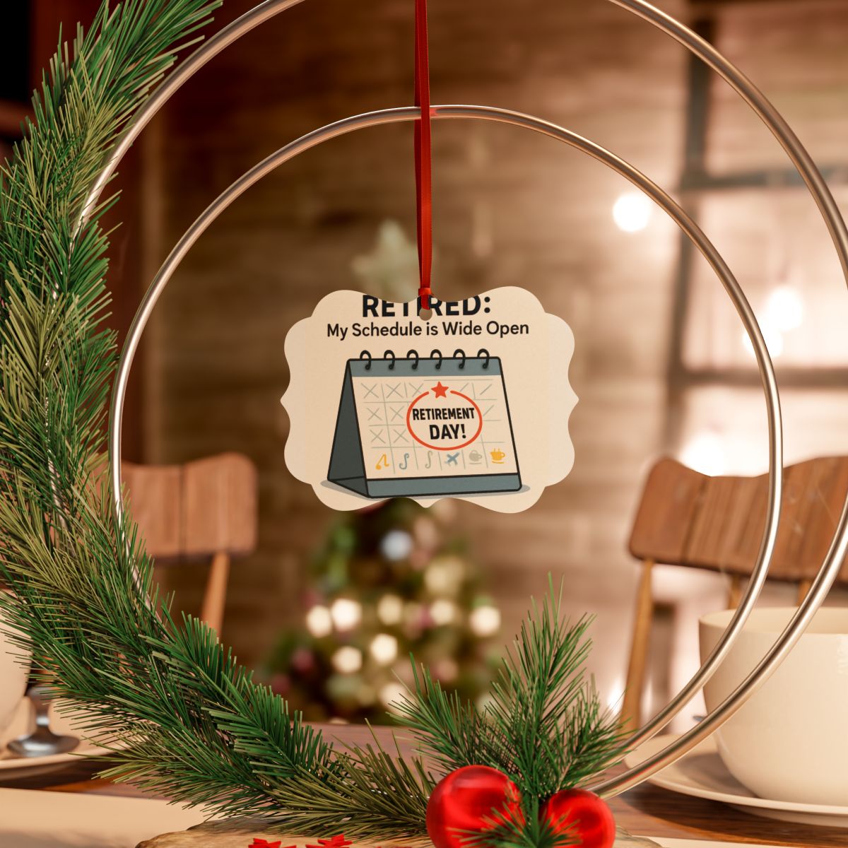 RETIRED My Schedule is Wide Open Ornaments - Retiree Gifts Retirement Party