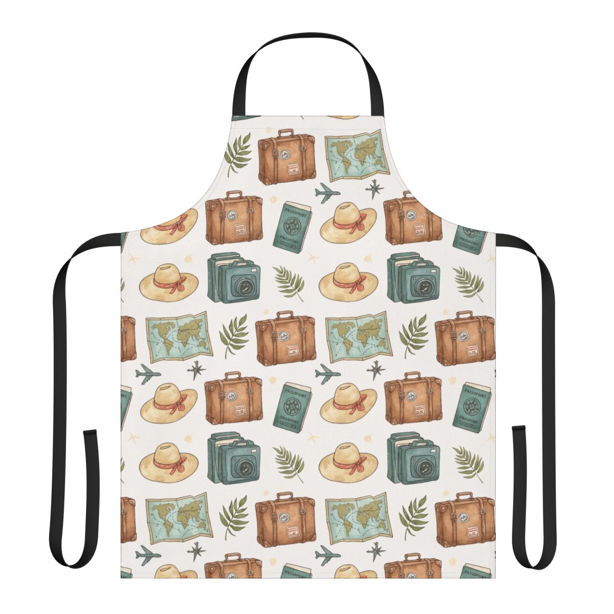 Travel Theme Pattern Apron with Suitcases and Maps product