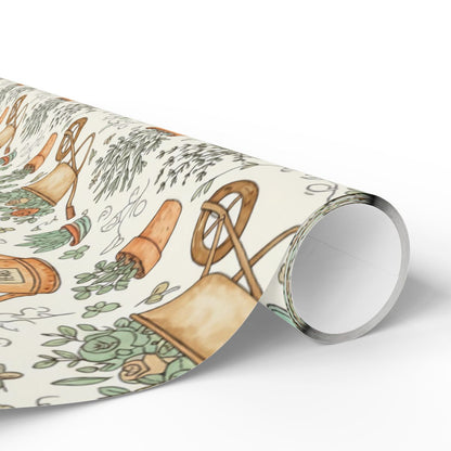 Garden Tools and Herbs Print Gift Wrap Roll