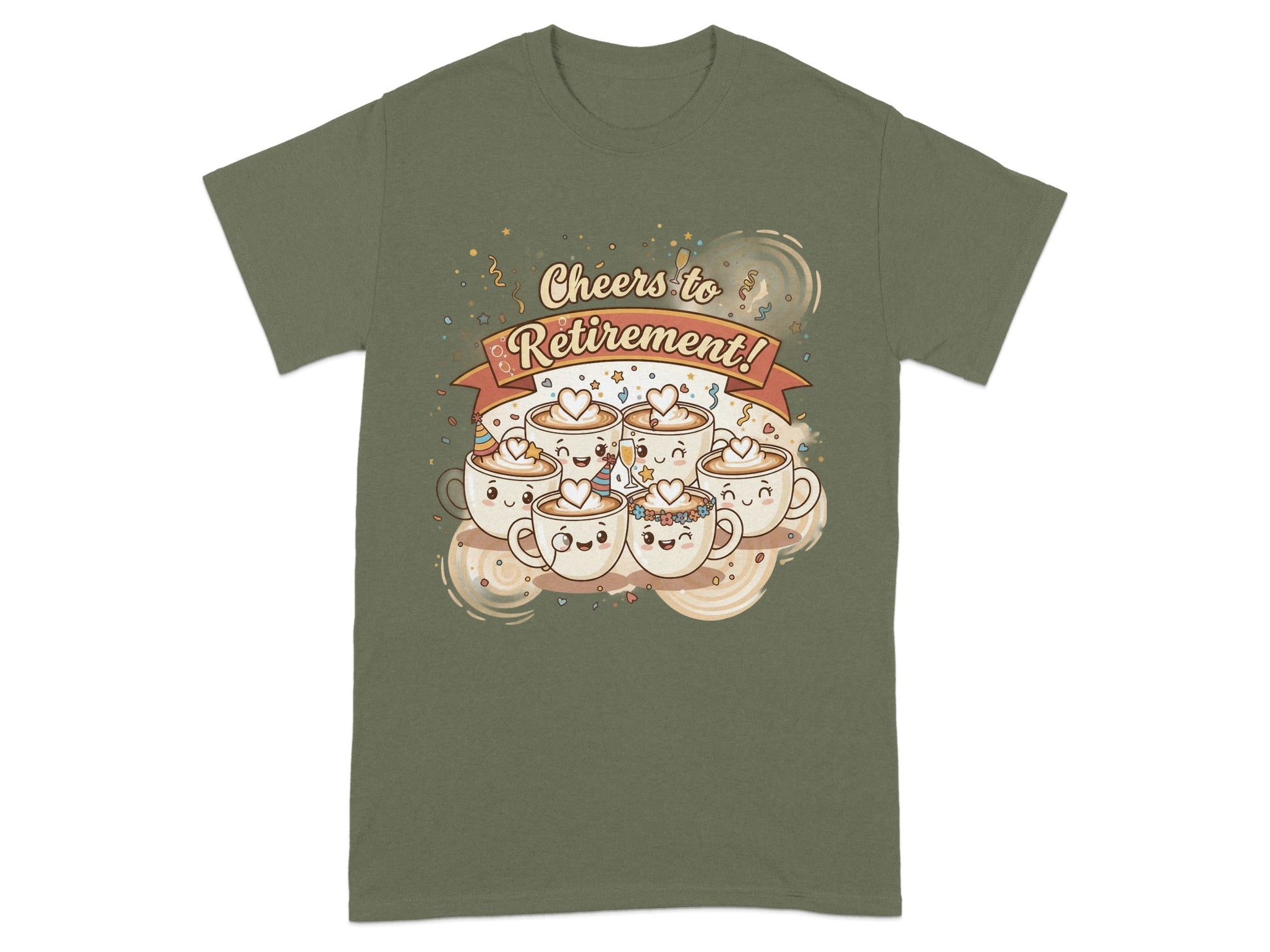 Cheers to Retirement Coffee Cups Graphic T-Shirt