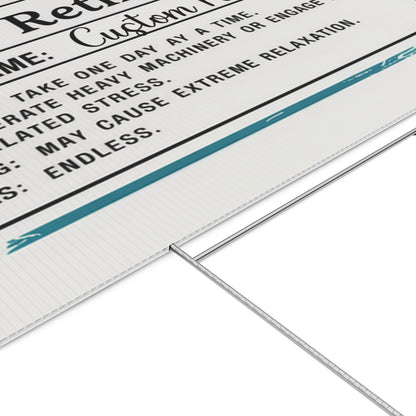 Rx For Retirement Prescription Funny Gag Gift Vinyl Banner or Yard Sign - Retiree Gifts Retirement Party