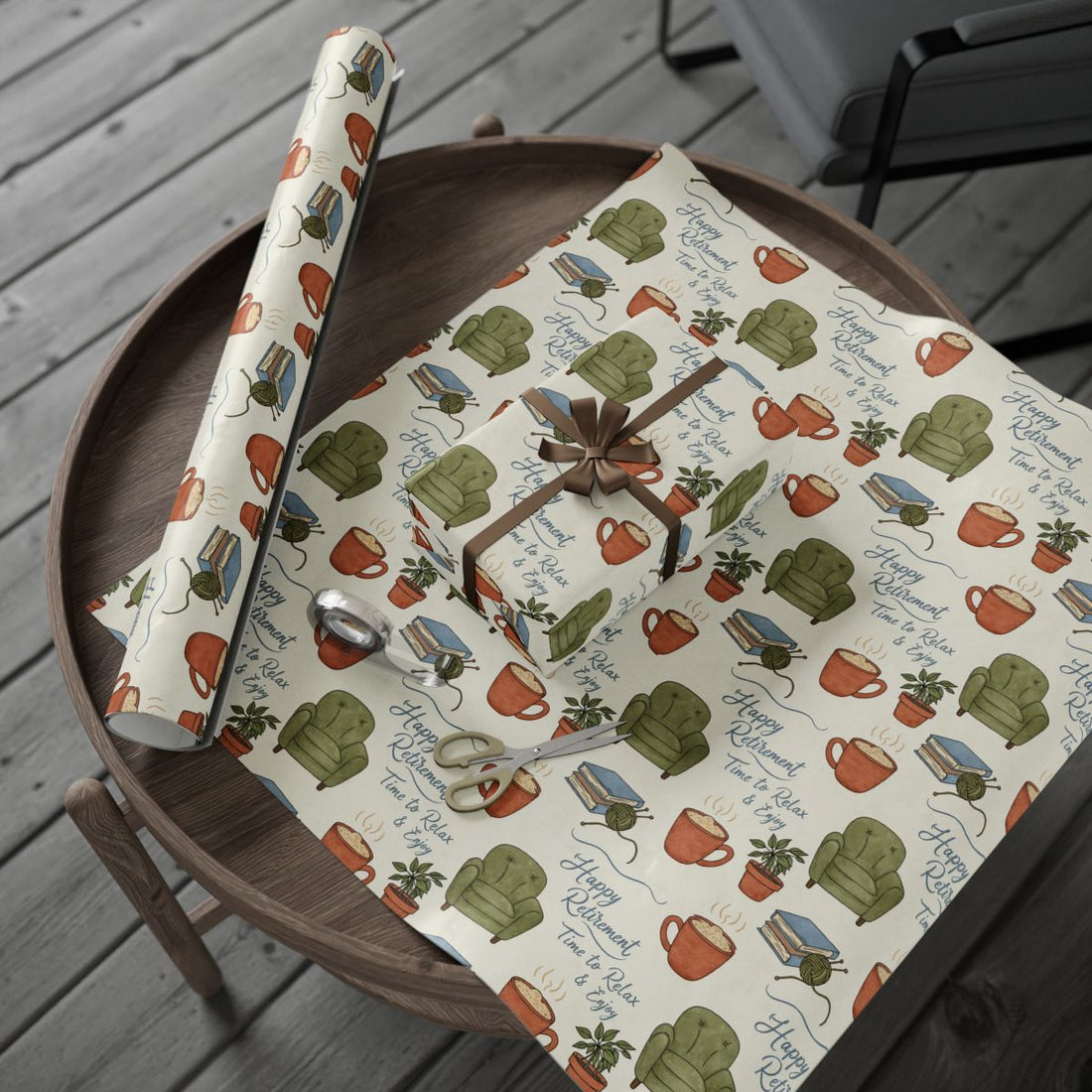 Cozy Teapots Books and Armchairs Wrapping Paper