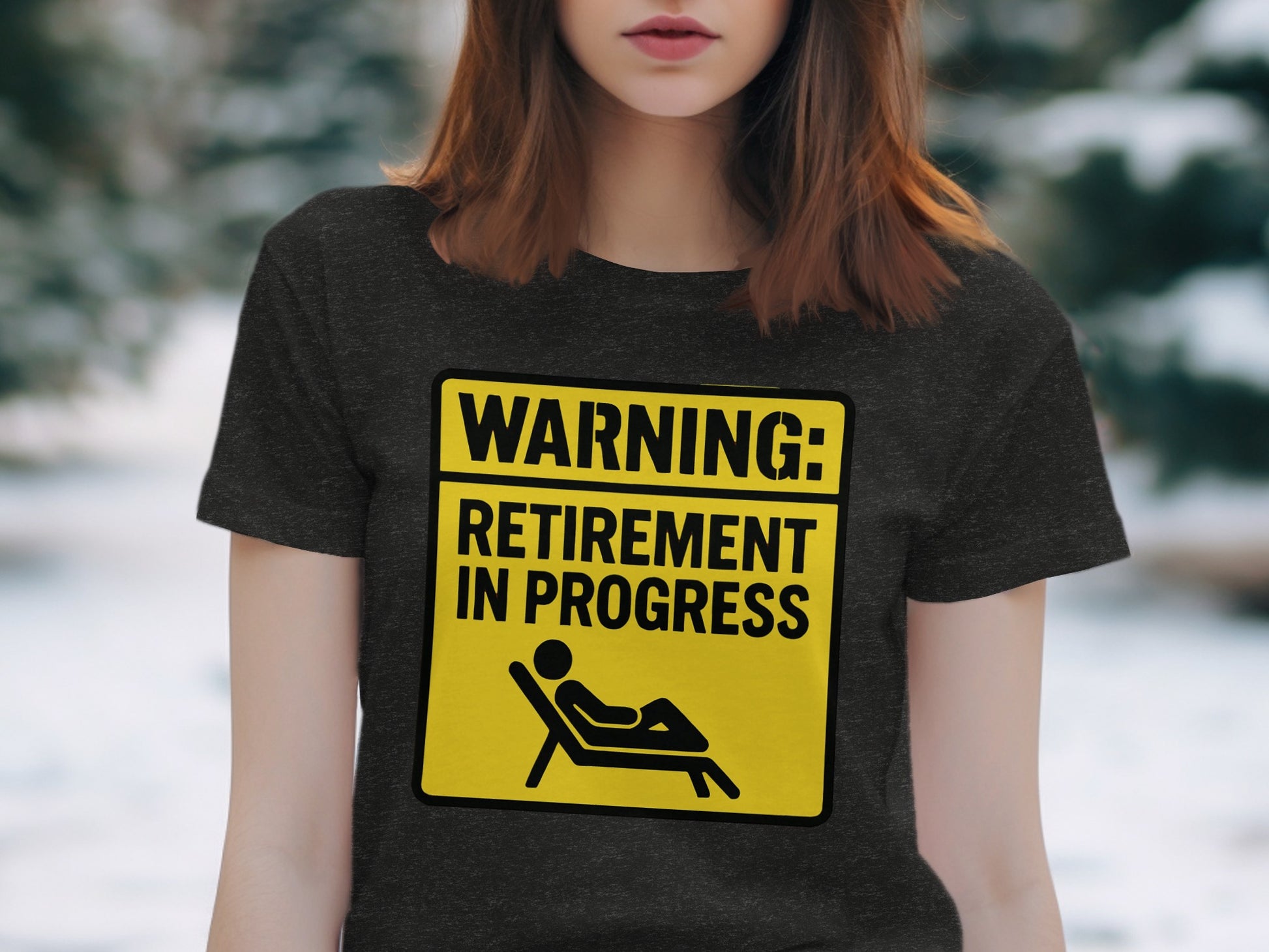 Warning Retirement in Progress | Dark Heaterh Color Bella T-Shirts - Retiree Gifts Retirement Party