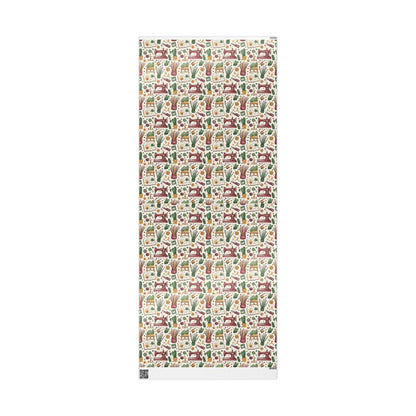 Vintage Holiday Themed Gift Wrap Roll