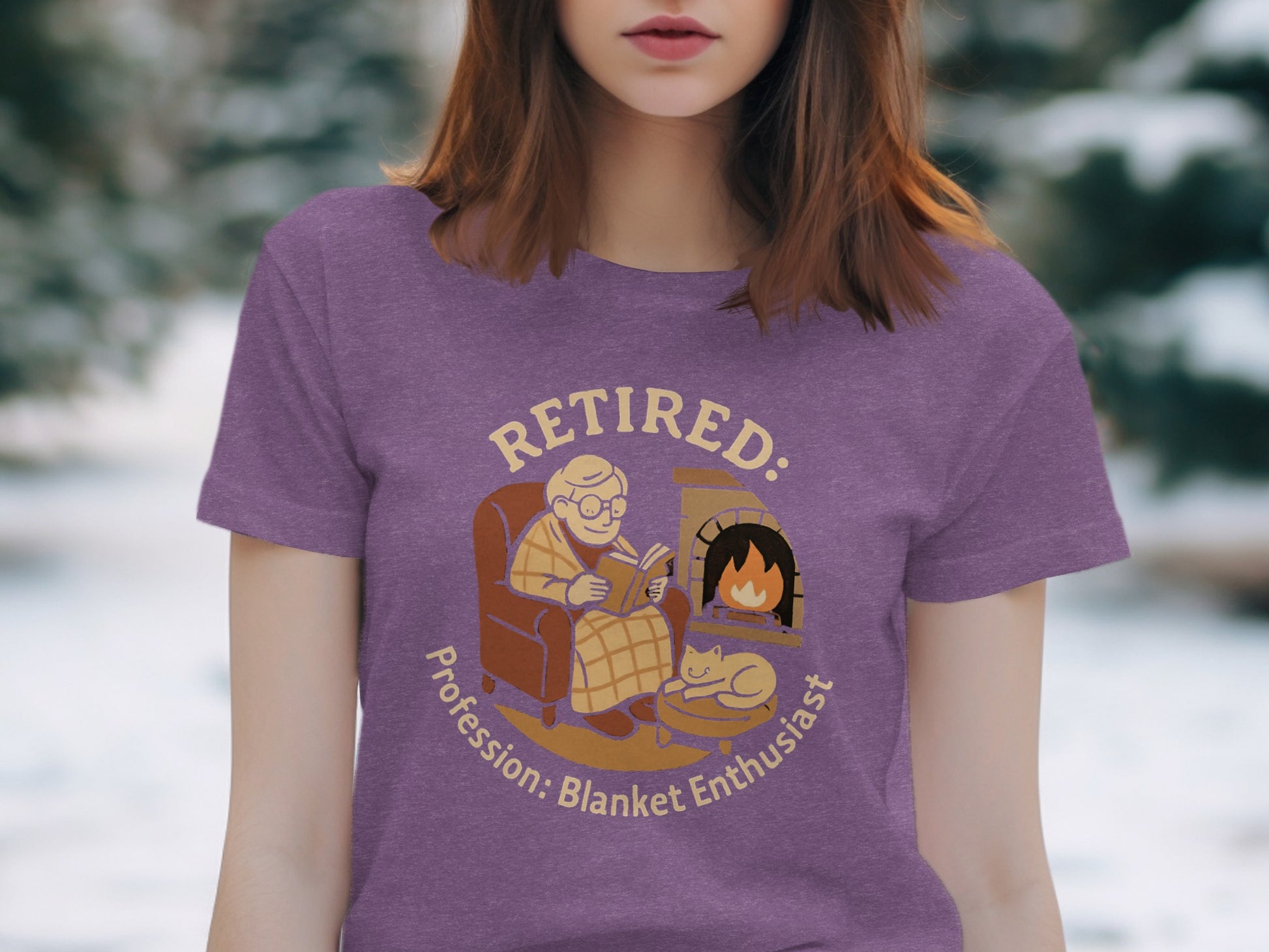 Retired: Profession: Blanket Enthusiast | Cozy Graphic | Dark Heaterh Color Bella T-Shirts - Retiree Gifts Retirement Party