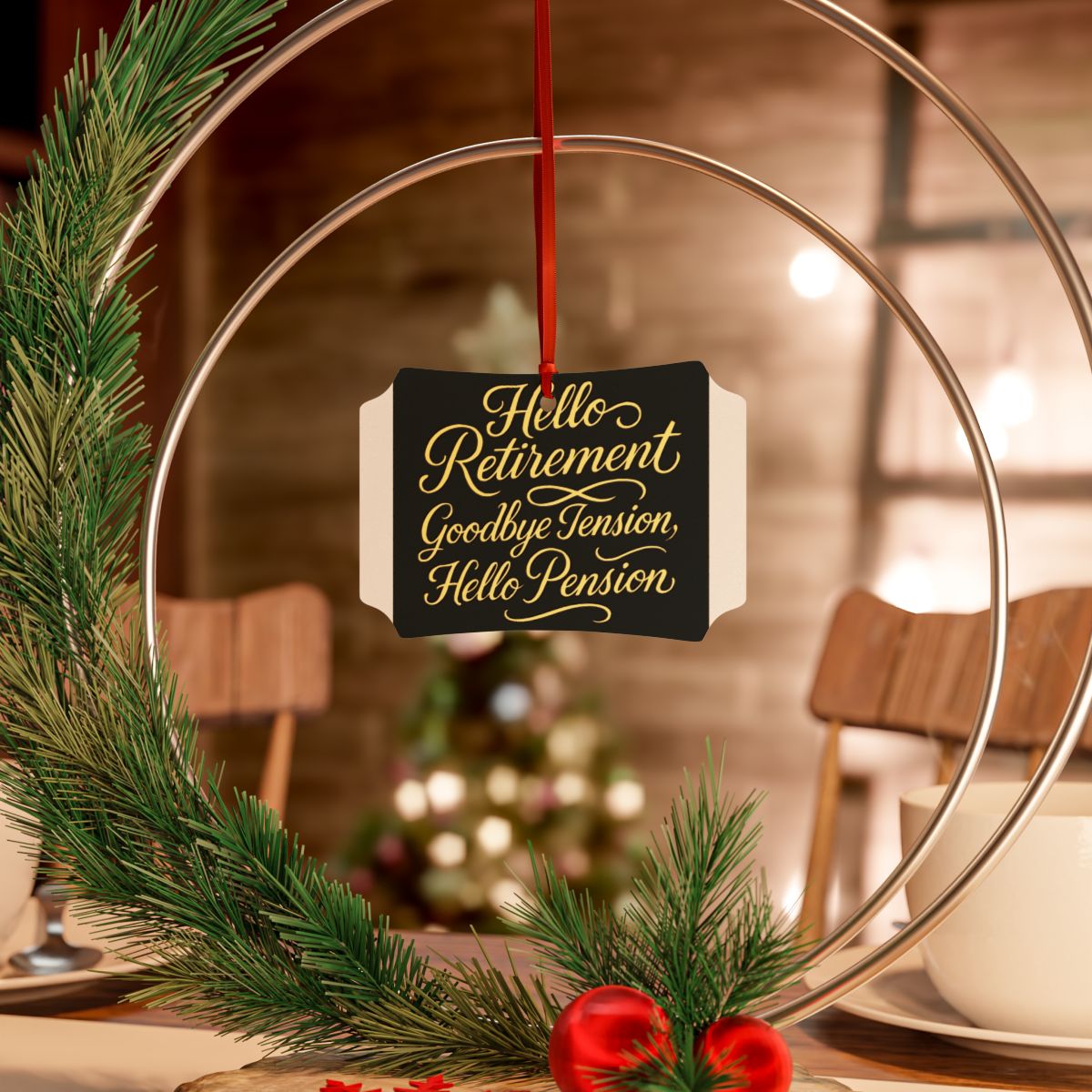 Hello Retirement Goodbye Tension Hello Pension Ornaments - Retiree Gifts Retirement Party