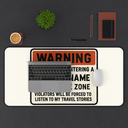 Personalized Retirement Desk Mat / Mouse Pad – “Warning Entering Zone Listen To Stories” - Retiree Gifts Retirement Party