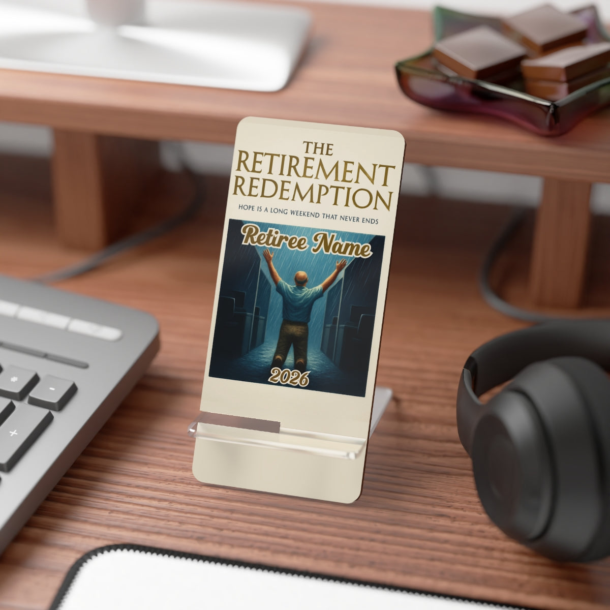The Retirement Redemption | Hope Is A Long Weekend | Personalized Mobile Phone Display Stand - Retiree Gifts Retirement Party