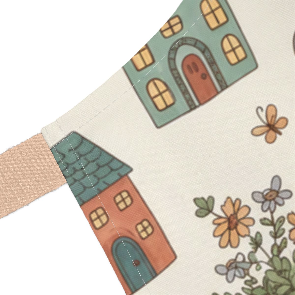 Charming Village Print Apron with Adorable Flowers