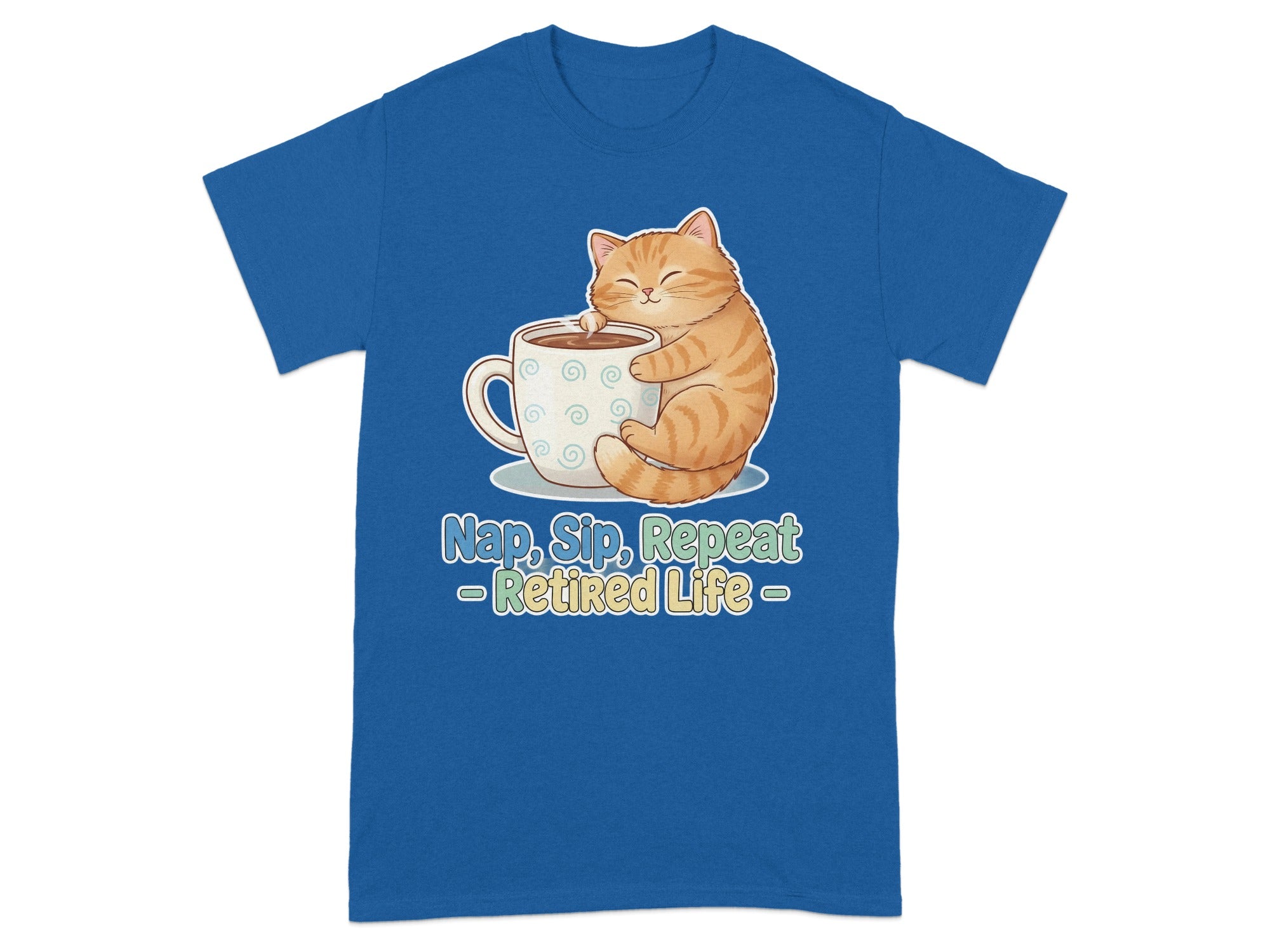 Nap Sip Repeat Retired Life Cat Coffee T-Shirt