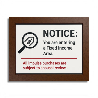 Fixed Income Area Impulse Purchases Spousal Review Framed Art Posters - Retiree Gifts Retirement Party