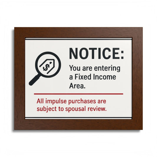 Fixed Income Area Impulse Purchases Spousal Review Framed Art Posters - Retiree Gifts Retirement Party