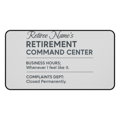 Personalized Retirement Desk Mat / Mouse Pad – “Fun Retirement Center Office Humor” - Retiree Gifts Retirement Party