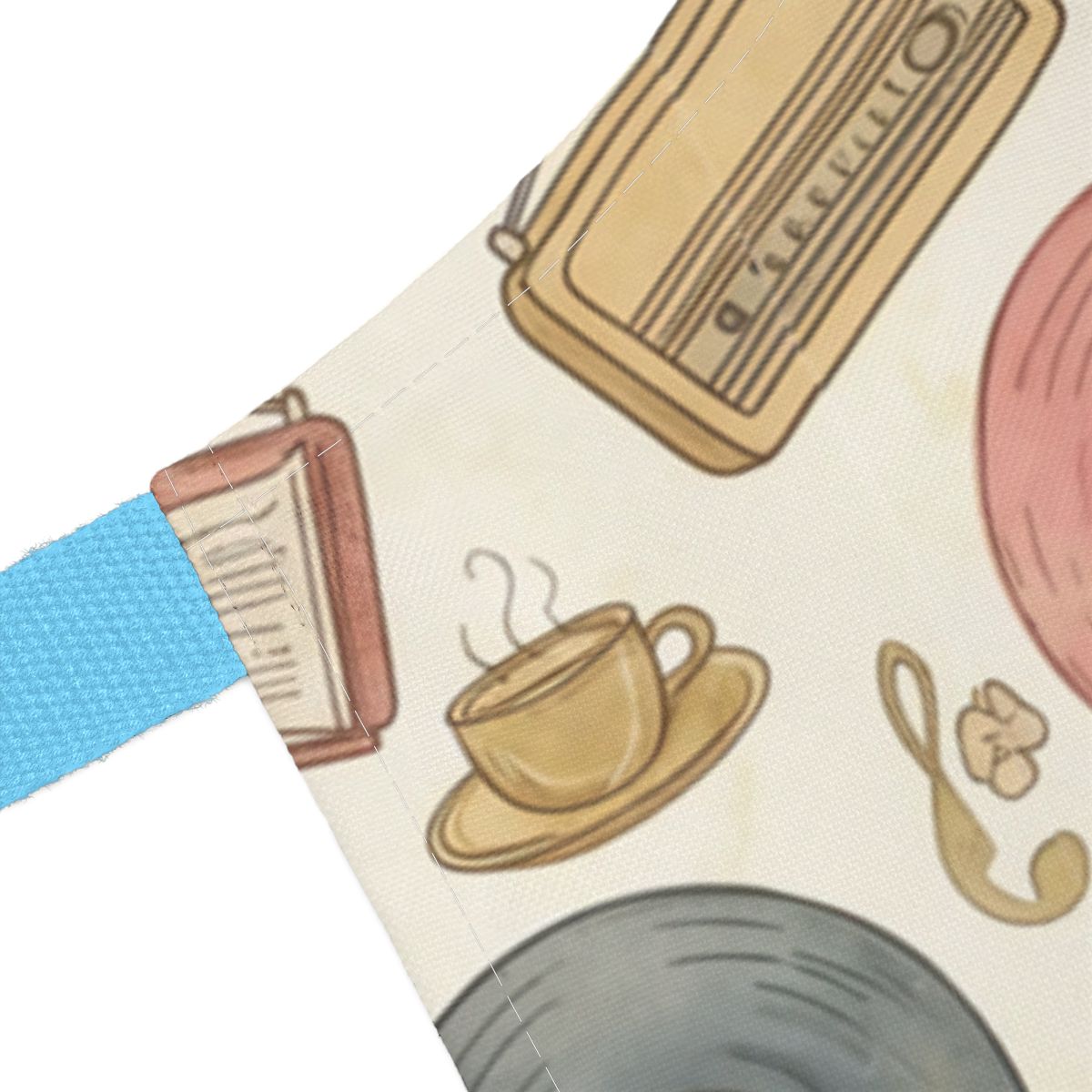 Vintage Music and Coffee Print Tote Bag