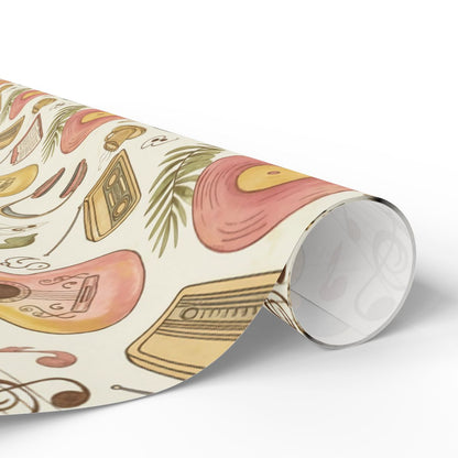 Retro Music Theme Patterned Wrapping Paper Roll