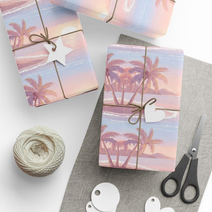 Tropical Sunset Beach Palm Trees Gift Wrap product type
