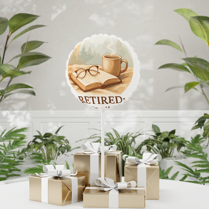 Retired Now Reading at My Own Pace | Beautiful Watercolor | Retirement Reading Mylar Ballons 11in or 22in - Retiree Gifts Retirement Party
