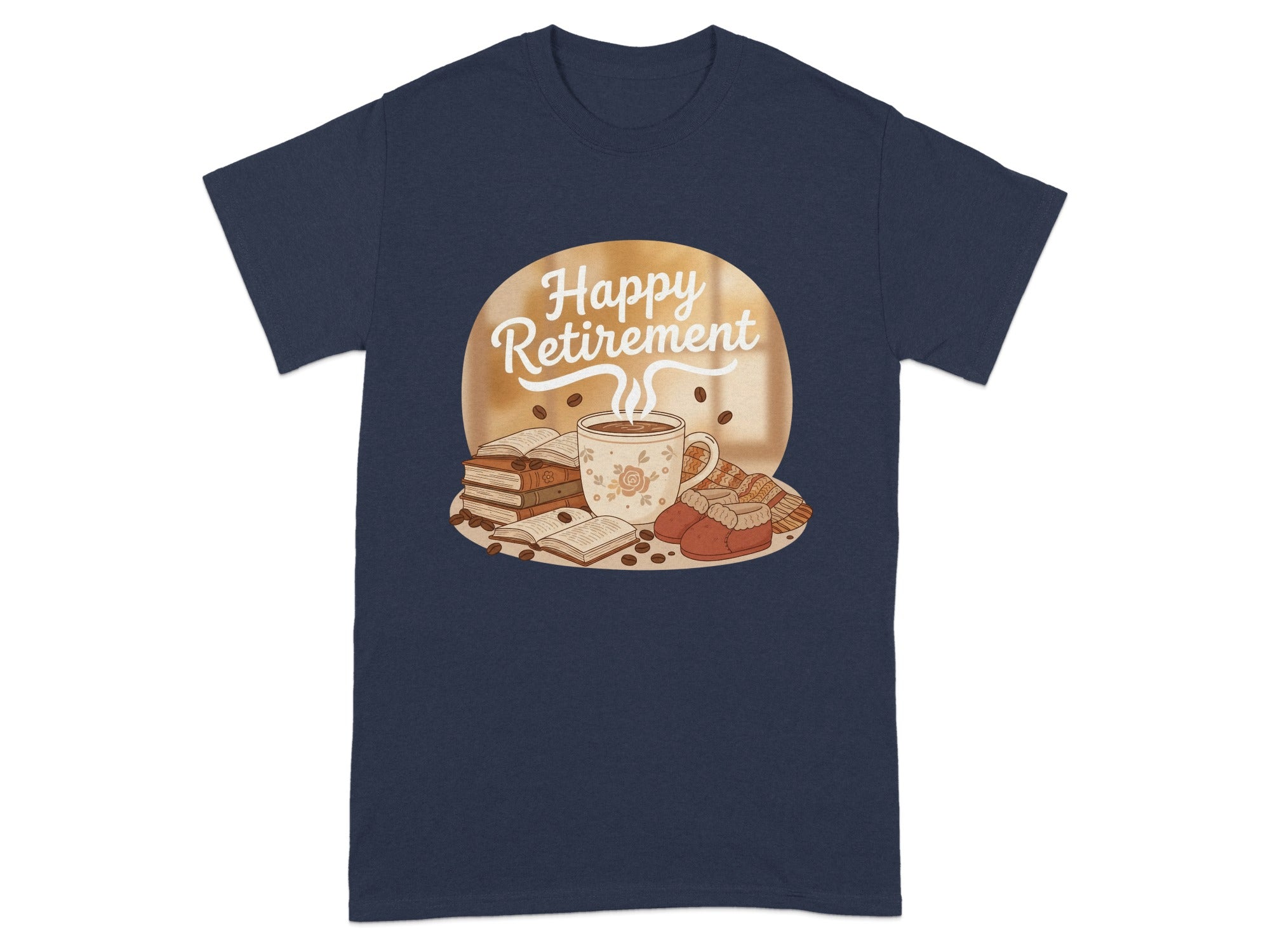 Happy Retirement Themed Coffee and Books T-Shirt