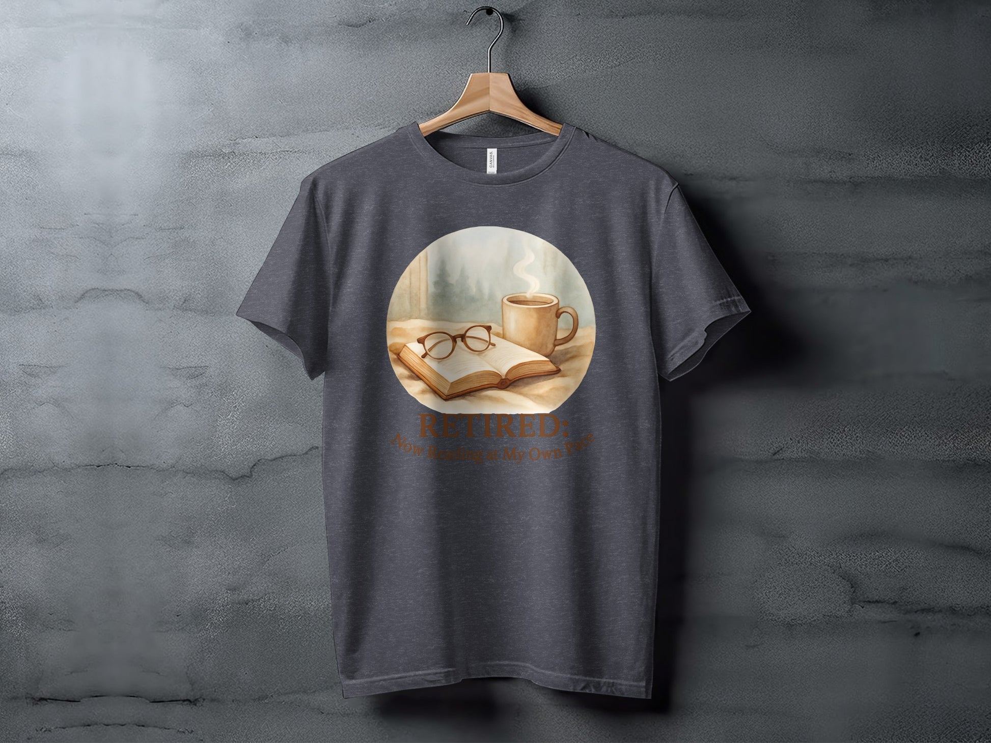 Retired: Now Reading at My Own Pace | Dark Heaterh Color Bella T-Shirts - Retiree Gifts Retirement Party