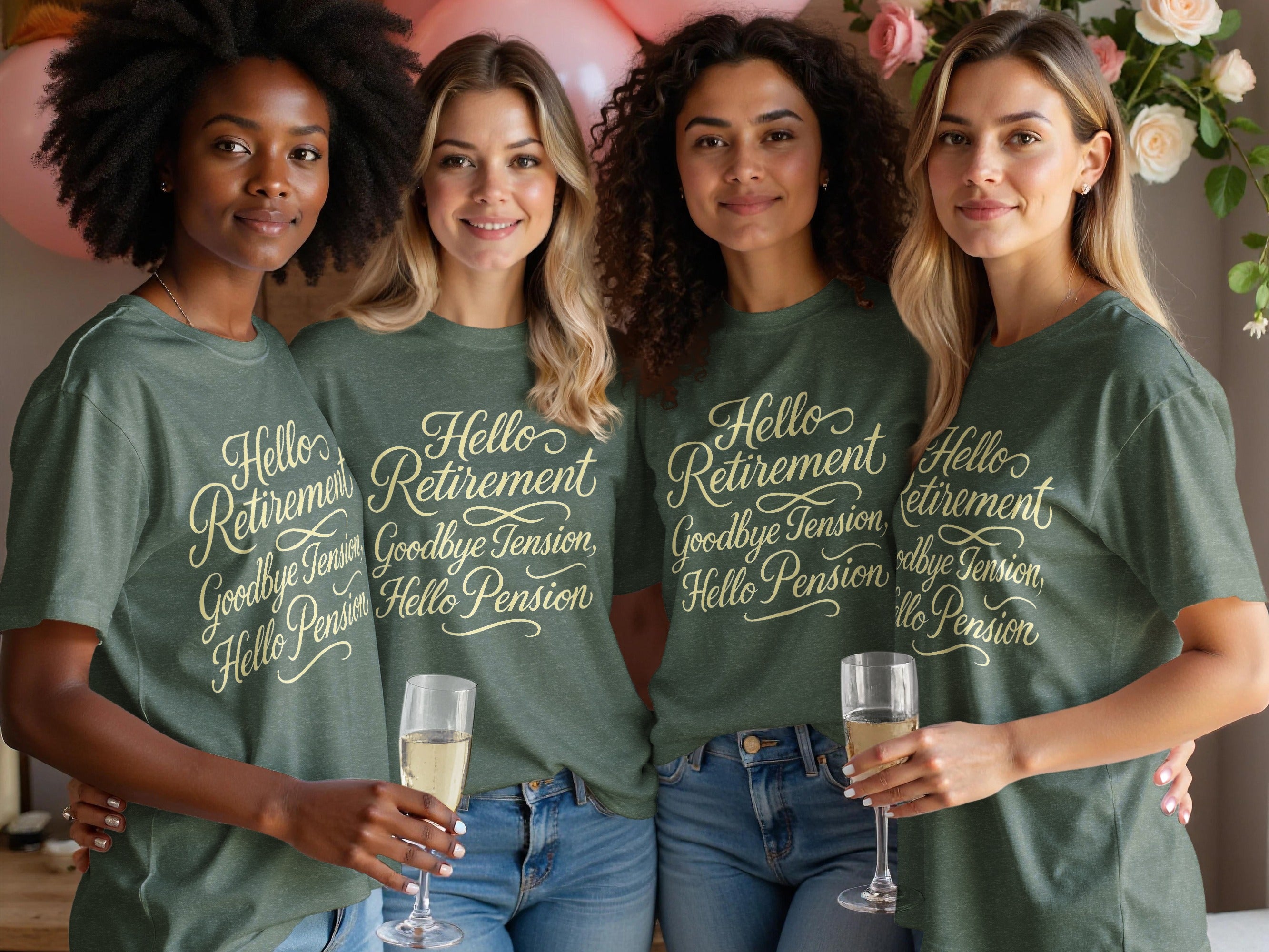 Hello Retirement Goodbye Tension Hello Pension | Dark Heaterh Color Bella T-Shirts - Retiree Gifts Retirement Party