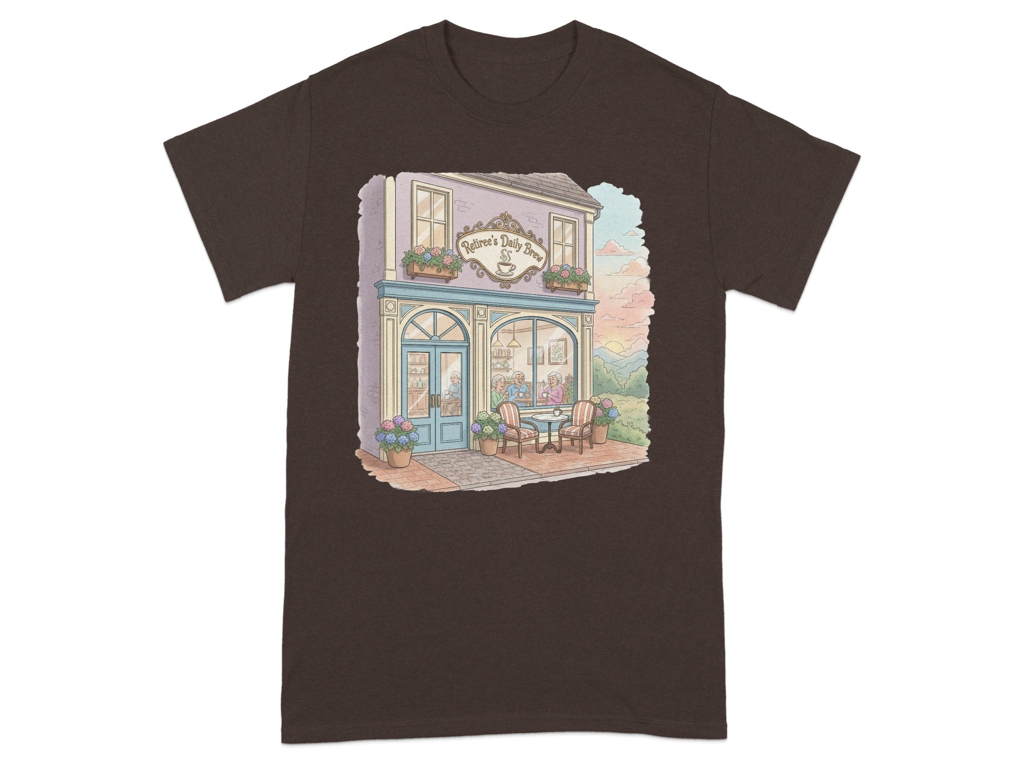 Charming Countryside Cafe Graphic Print T-shirt