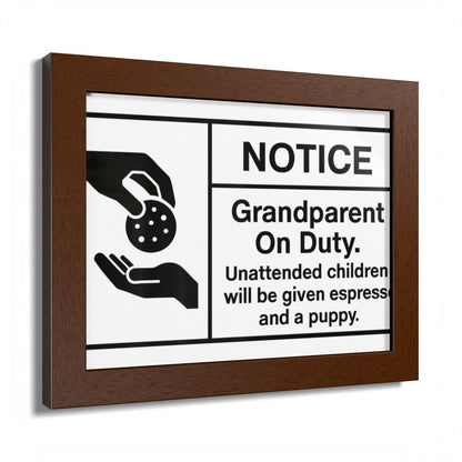 Grandparent On Duty Warning Funny Framed Art Posters - Retiree Gifts Retirement Party