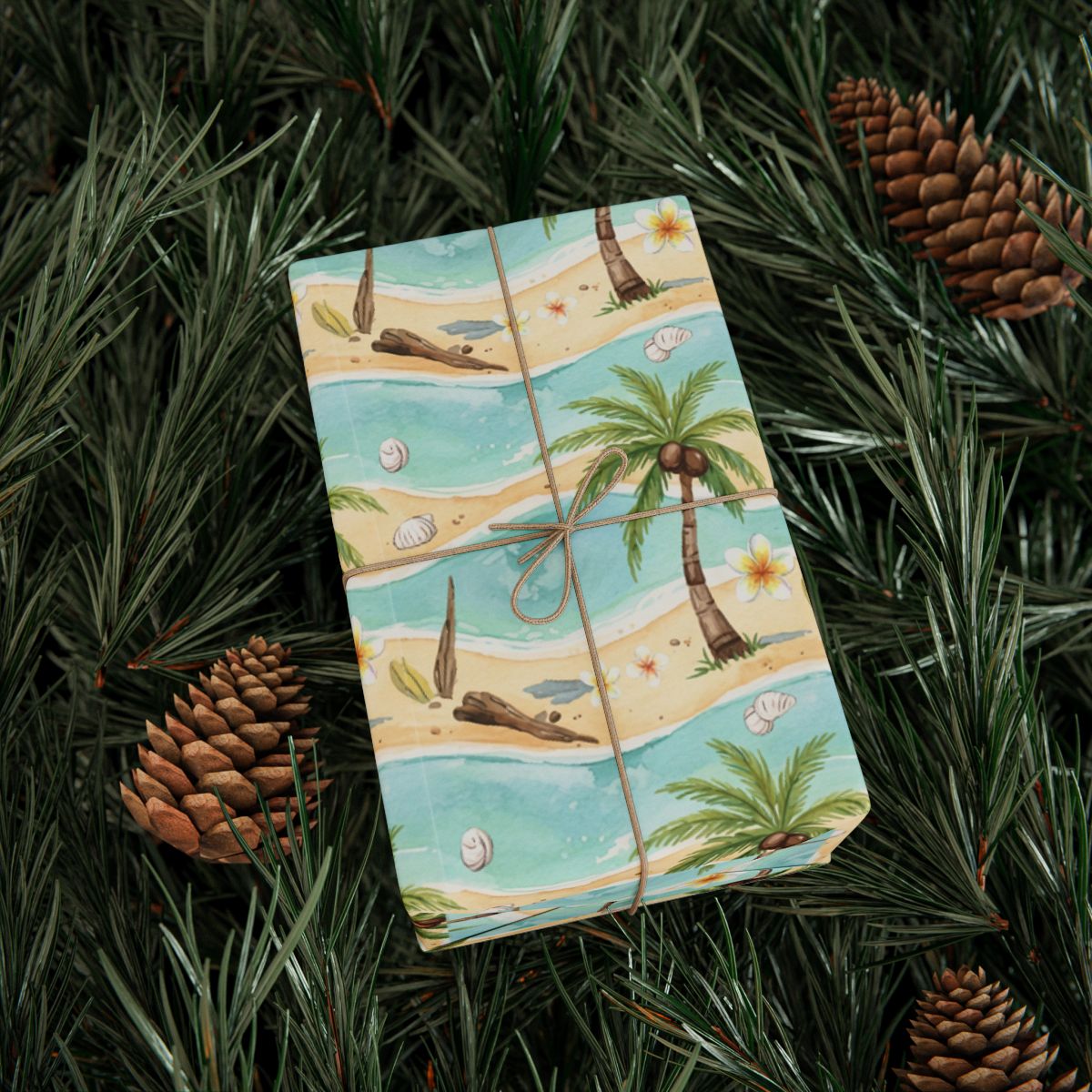 Beach Scene Gift Wrapped with Pinecones product