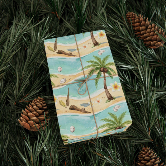 Beach Scene Gift Wrapped with Pinecones product