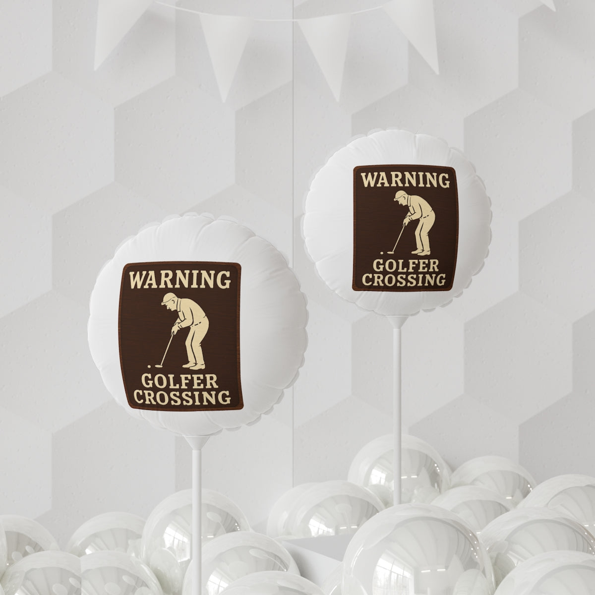 Warning Golfer Crossing Featuring a Golfer Image Mylar Ballon - Retiree Gifts Retirement Party