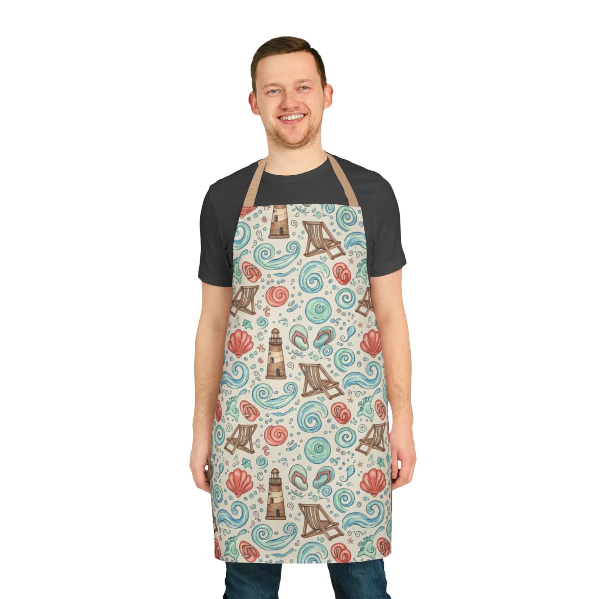 Paris Themed Apron with Eiffel Tower and Seashell Design