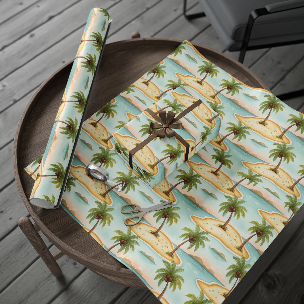 Tropical Island Print Wrapping Paper Festive Gift product type