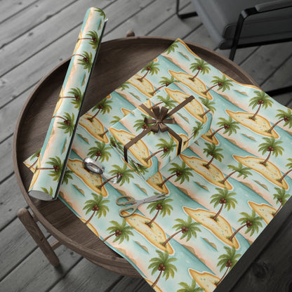 Tropical Island Print Wrapping Paper Festive Gift product type