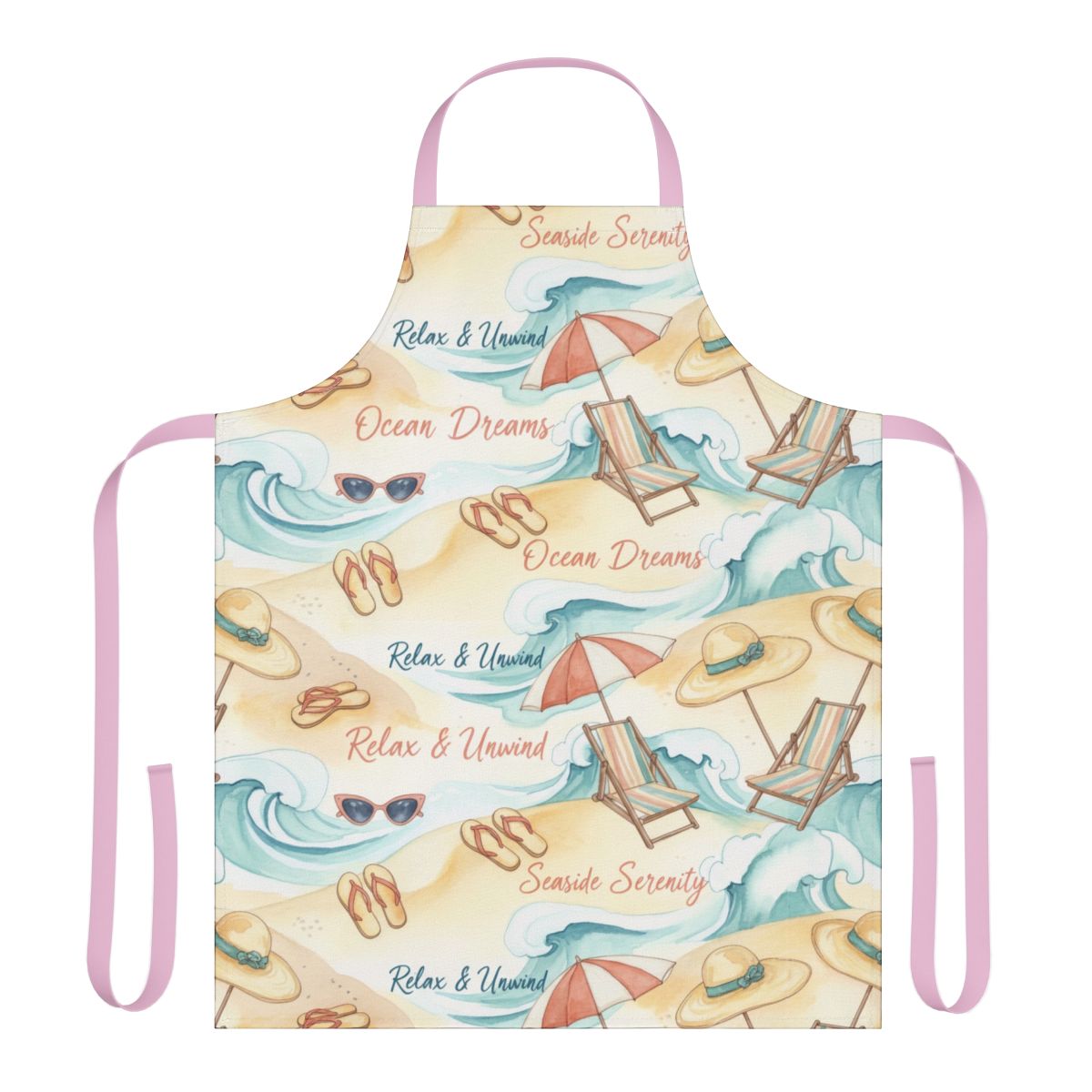 Scenic Beach Print Relax and Unwind Apron for Cooking