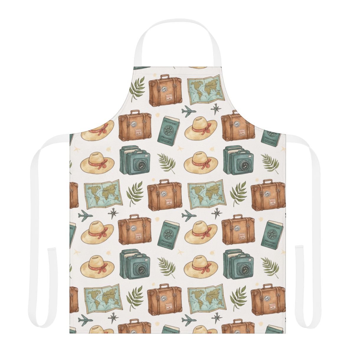 Travel Themed Apron with Vintage Suitcase Design