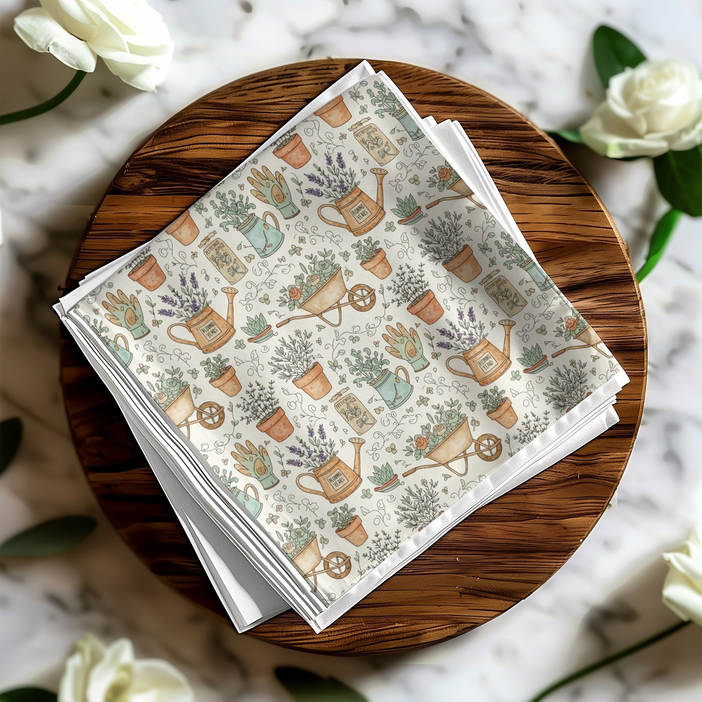 Lovely Garden Themed Patterned Napkins Set
