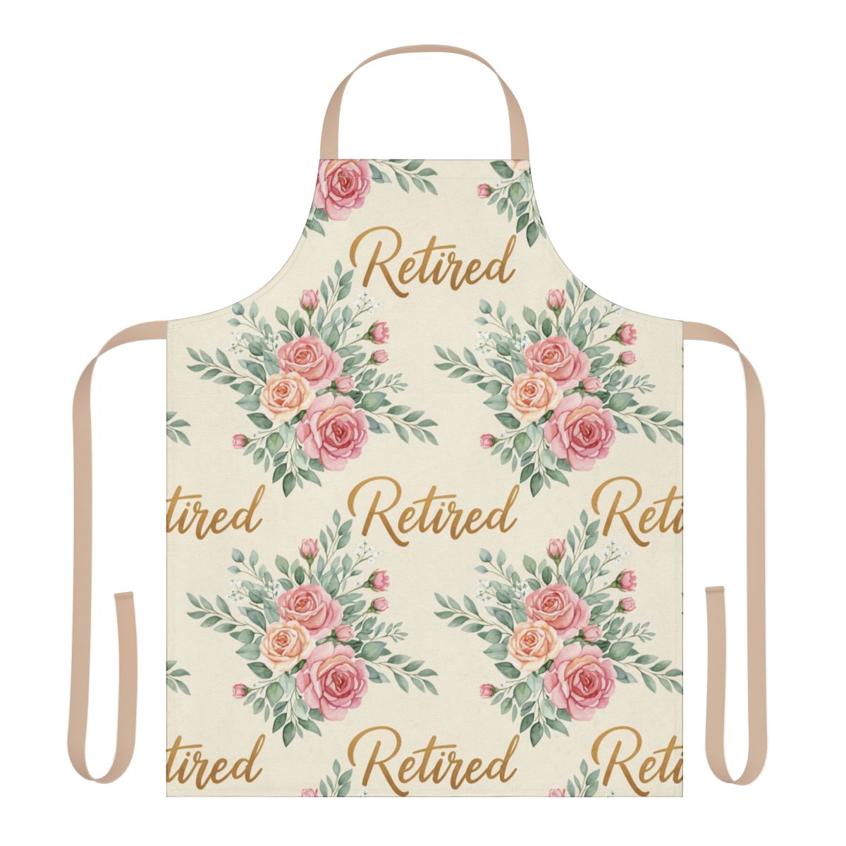 Retired Floral Print with Pink Roses Apron