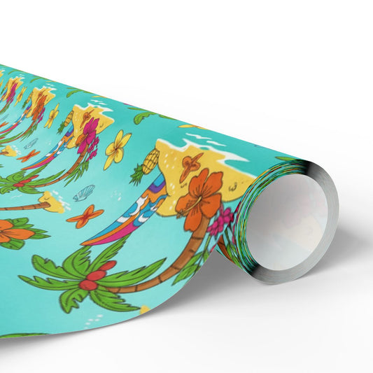 Vibrant Tropical Beach Scene Wrapping Paper product