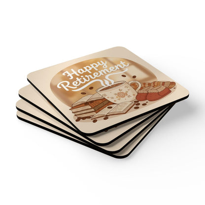 Happy Retirement Coaster Set with Coffee Design