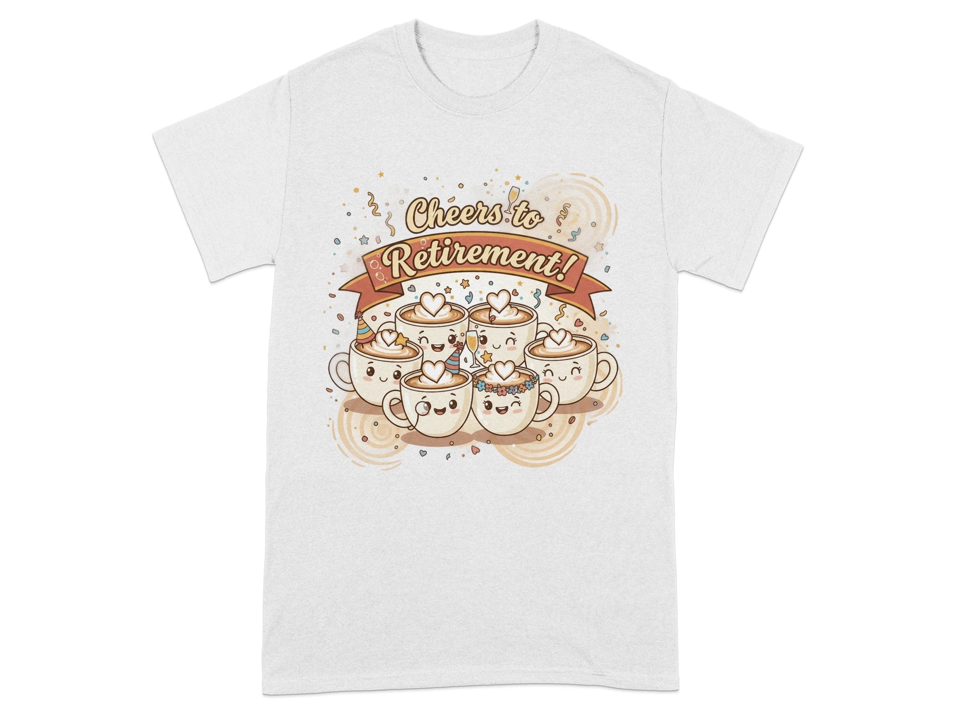 Cheers to Retirement Coffee Cups Graphic T-shirt