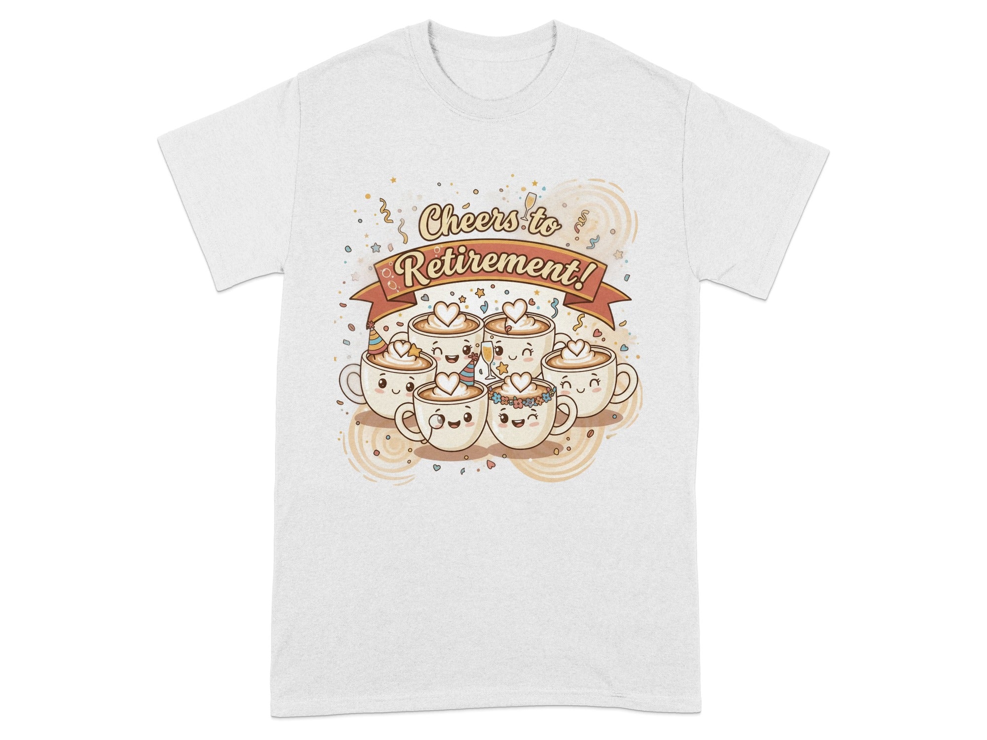 Cheers to Retirement Coffee Cups Graphic T-shirt