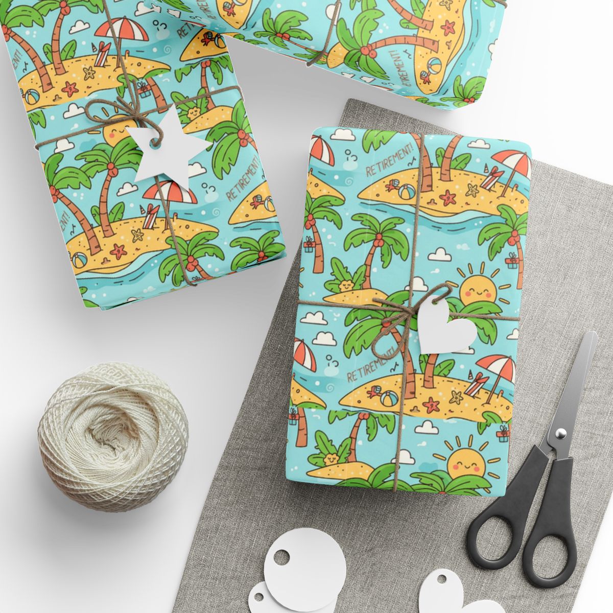 Colorful Illustrated Retirement Themed Wrapping Paper product type