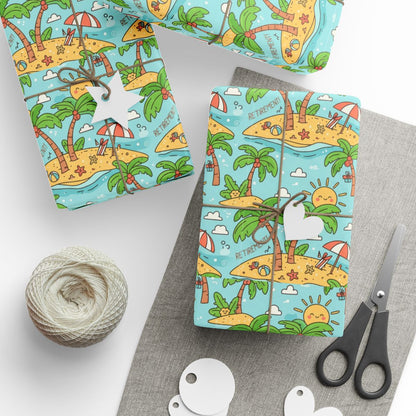 Colorful Illustrated Retirement Themed Wrapping Paper product type